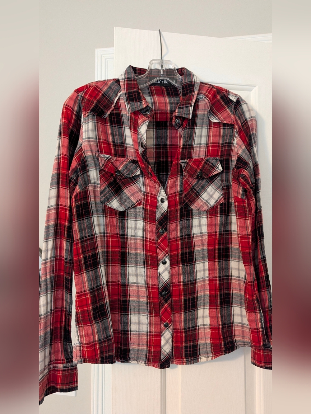 fab'rik Red Black White Plaid Shirt
